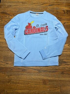 STARTER Light Blue St. Louis Cardinals Crewneck Sweatshirt with Red Logo